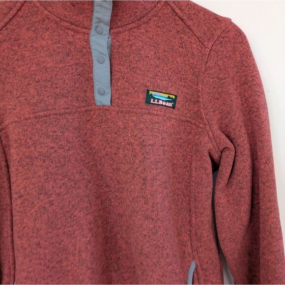 L.L.Bean Sweater Fleece Full-Zip Jacket Gingerbread Red Brown Pink XS - Picture 2 of 6